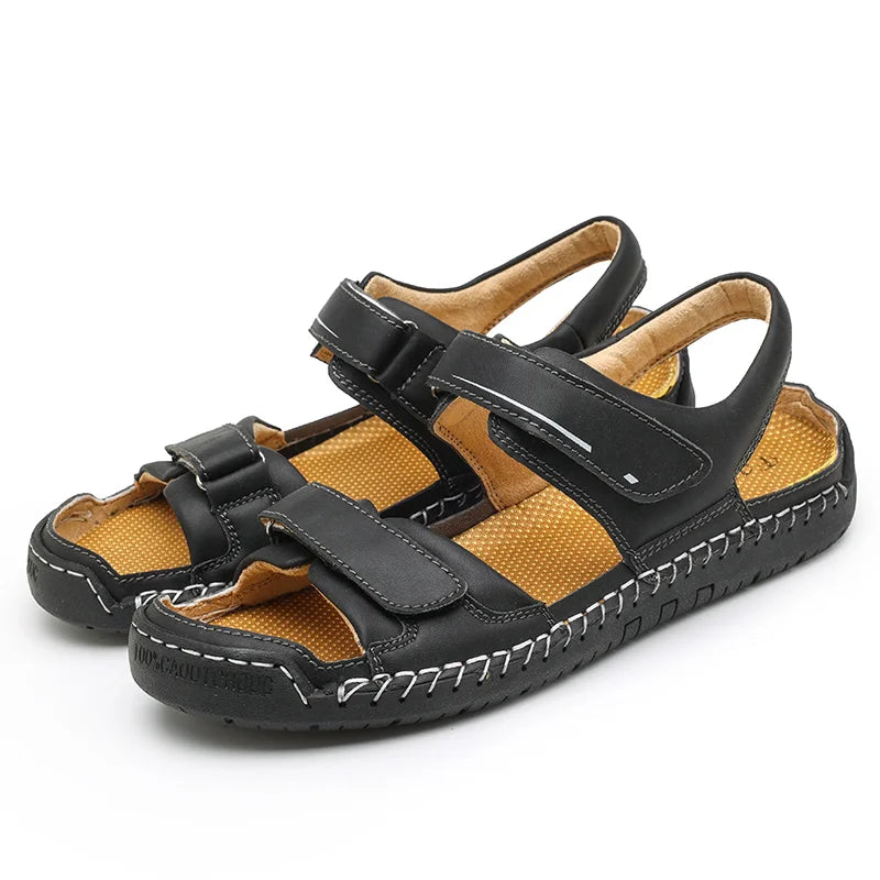 Leather Sandals Men's Summer 2023 Handmade Wild New Beach Sports Casual Shoes Large Size Breathable Hole Sandals slippers