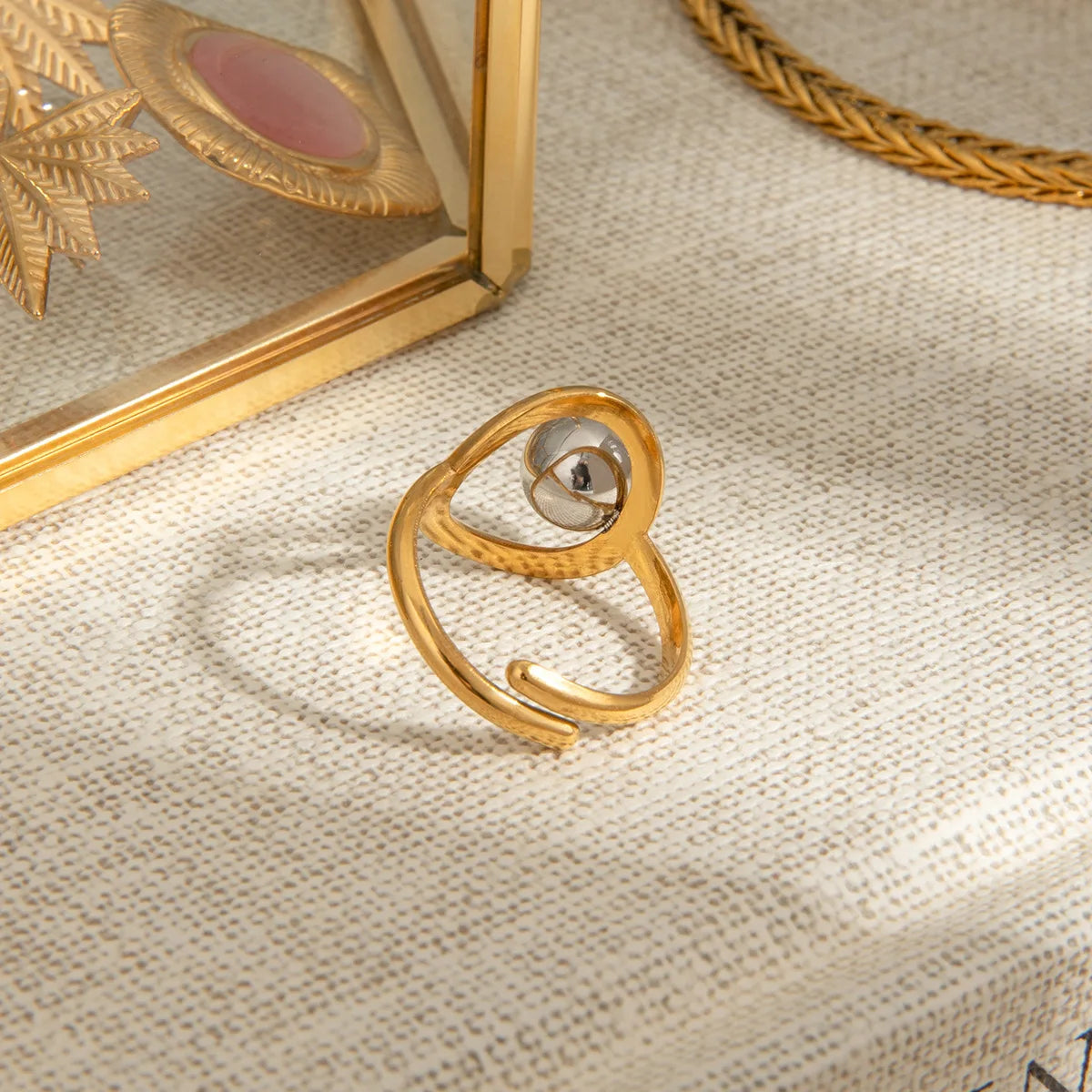 New Arrival Trend 18K Gold Plated Chunky Ring Love Heart Open Rings Stainless Steel Fashion Jewelry Rings
