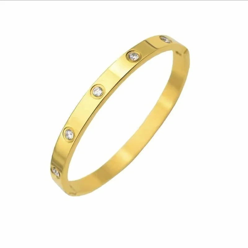 Gold Stainless Steel Couple's Bangle Bracelet