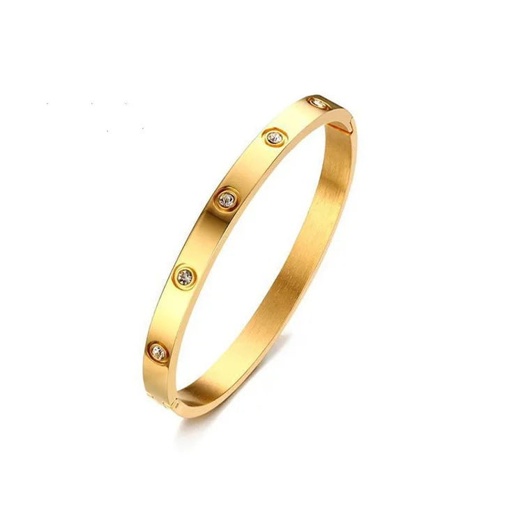 Gold Stainless Steel Couple's Bangle Bracelet