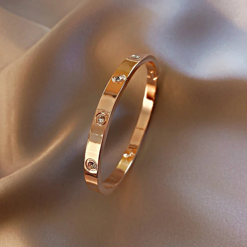 Gold Stainless Steel Couple's Bangle Bracelet
