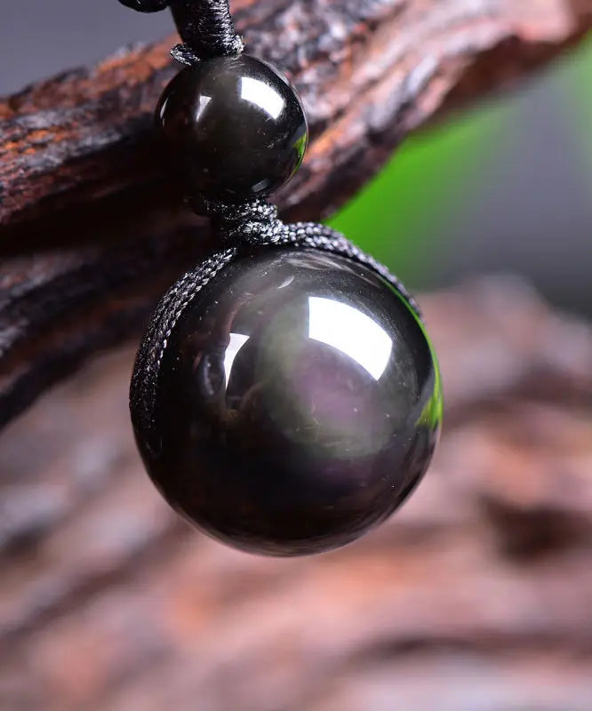 Pendentif Œil Arc-en-Ciel Obsidienne Noire – Porte-Bonheur