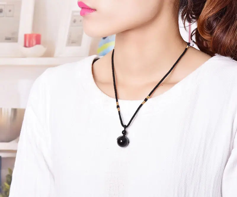 Pendentif Œil Arc-en-Ciel Obsidienne Noire – Porte-Bonheur
