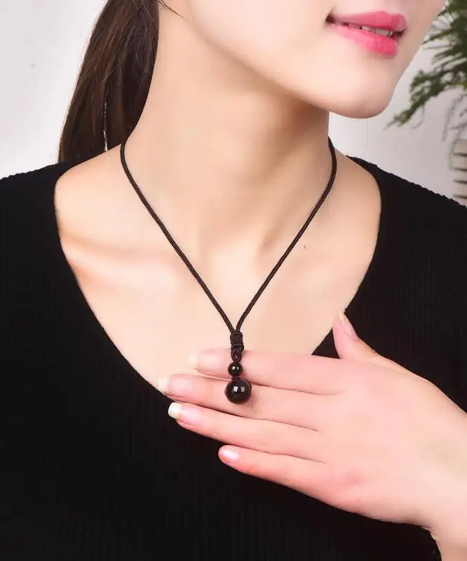 Black Obsidian Rainbow Eye Beads Ball Natural Stone Pendant Transfer Good Luck Love Crystal Jewelry Free Rope For Women and Men