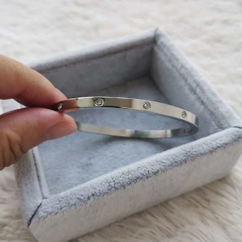 Gold Stainless Steel Couple's Bangle Bracelet
