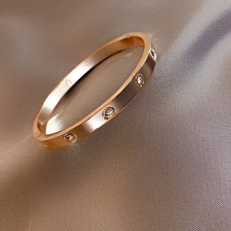 Gold Stainless Steel Couple's Bangle Bracelet
