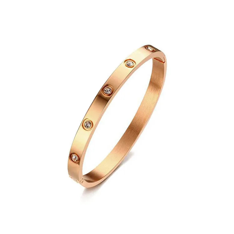 Gold Stainless Steel Couple's Bangle Bracelet