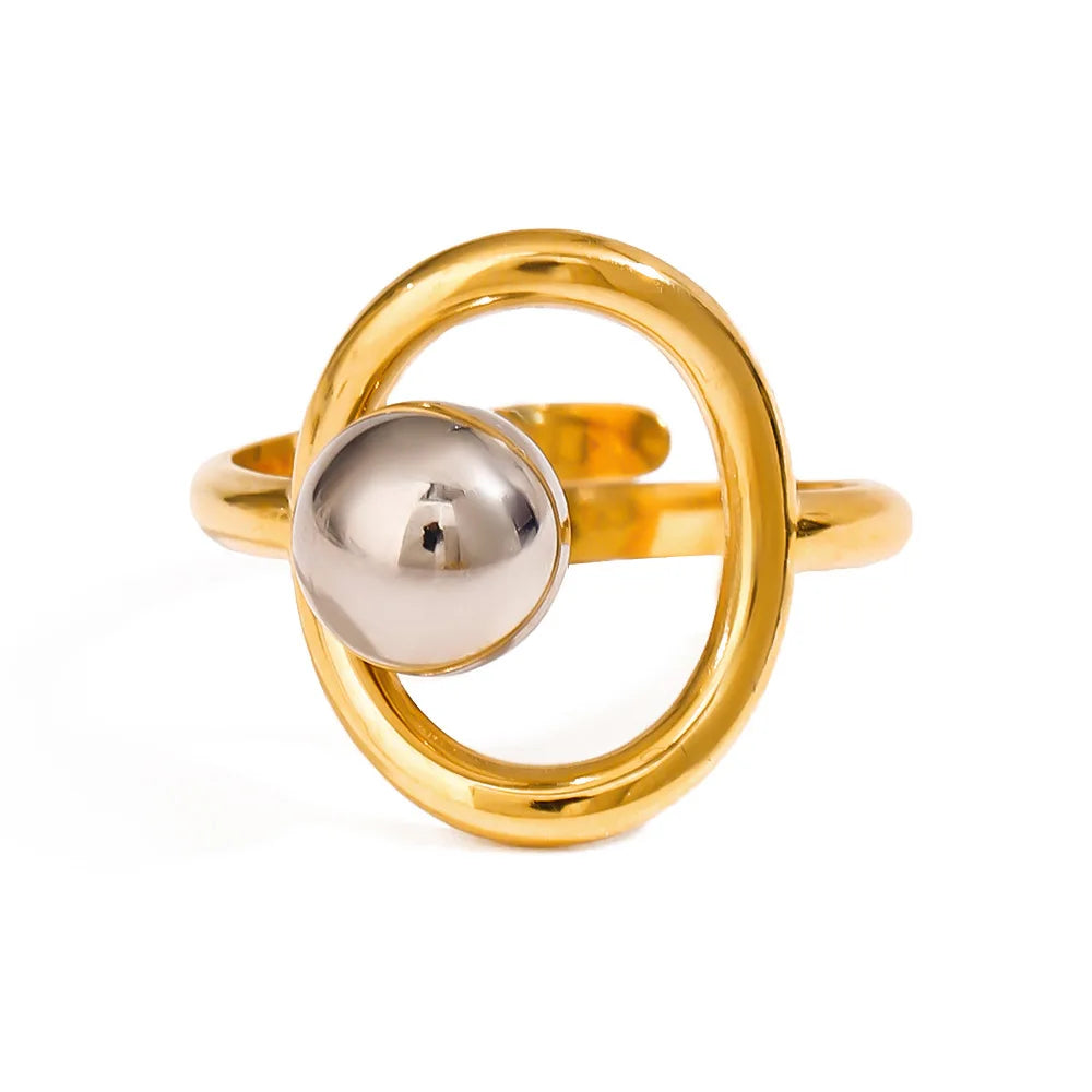 New Arrival Trend 18K Gold Plated Chunky Ring Love Heart Open Rings Stainless Steel Fashion Jewelry Rings