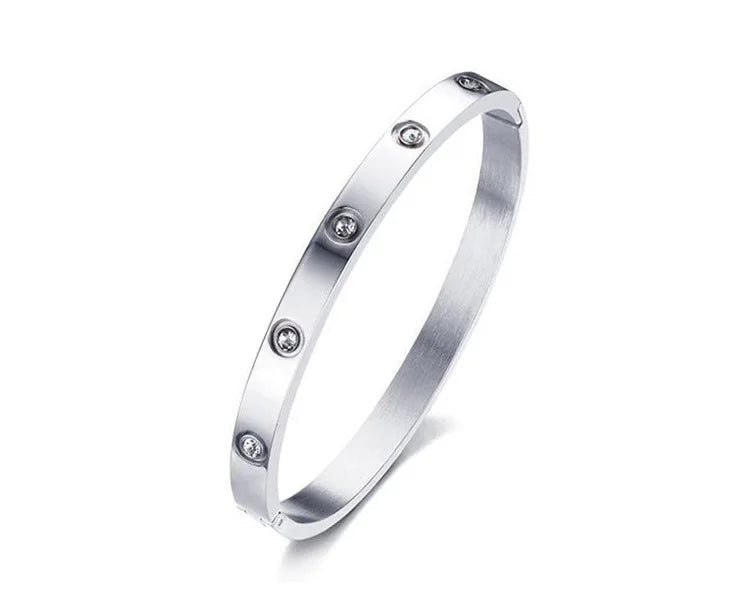 Gold Stainless Steel Couple's Bangle Bracelet
