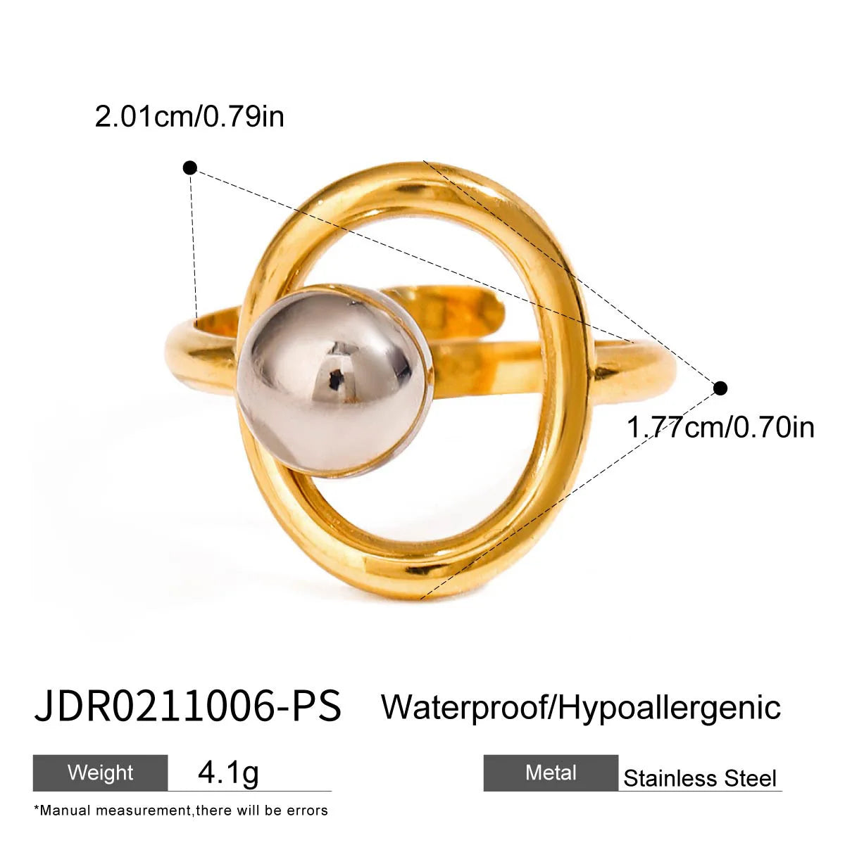 New Arrival Trend 18K Gold Plated Chunky Ring Love Heart Open Rings Stainless Steel Fashion Jewelry Rings