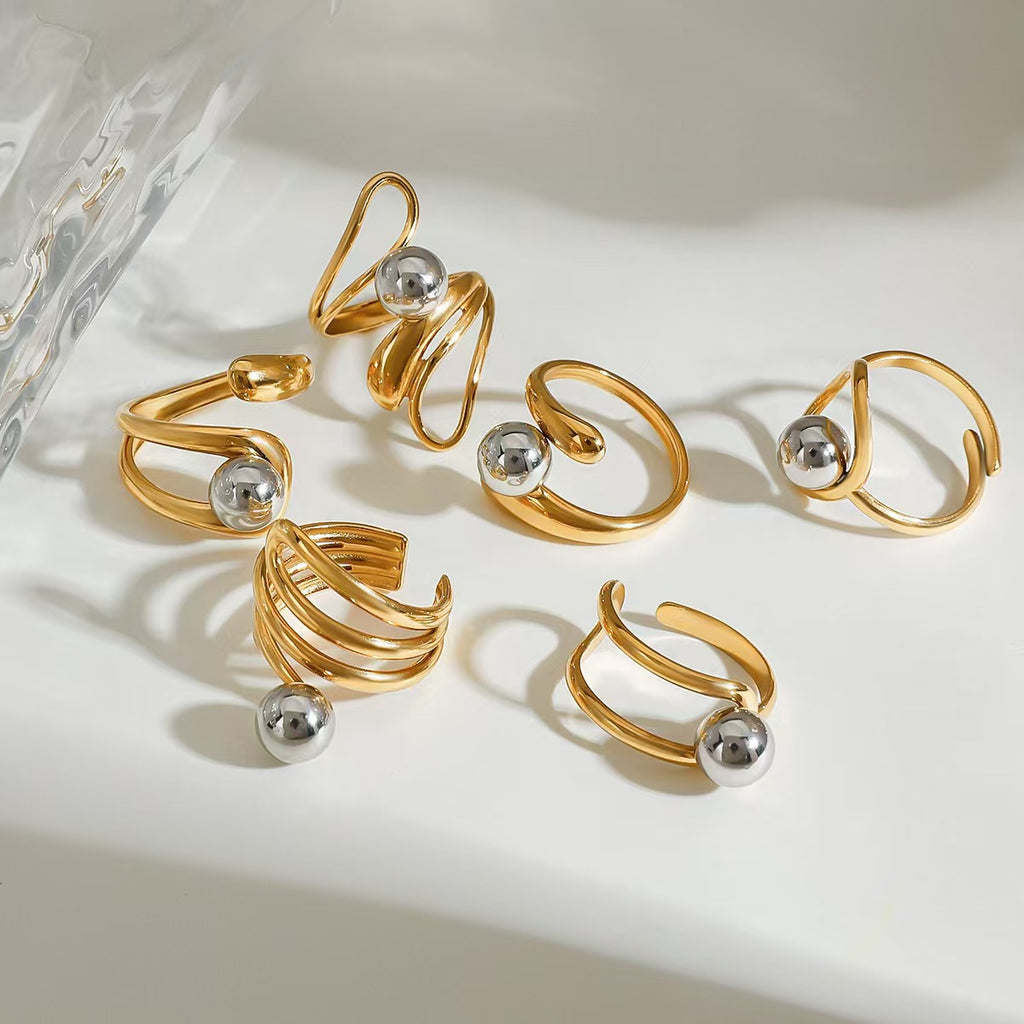 Bague Anneau Acier Inoxydable Bicolore – Style Tendance