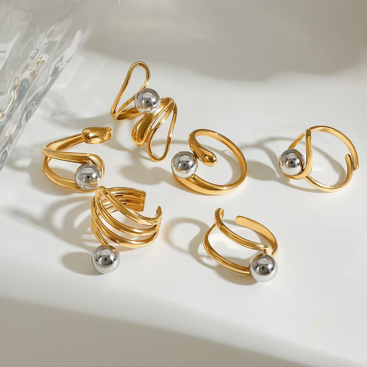 Bague Anneau Acier Inoxydable Bicolore – Style Tendance