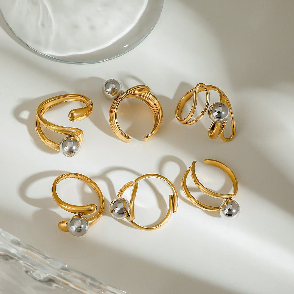 Bague Anneau Acier Inoxydable Bicolore – Style Tendance