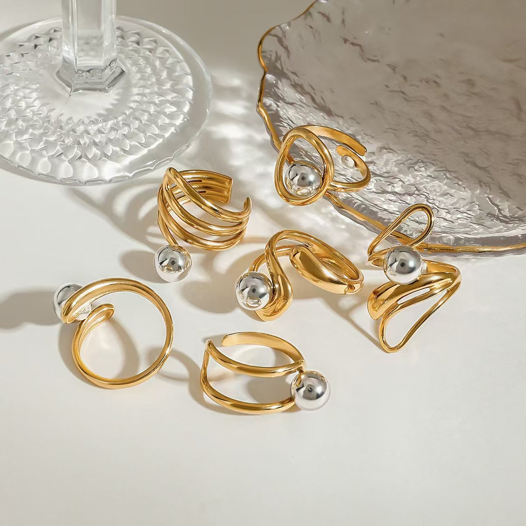 Bague Anneau Acier Inoxydable Bicolore – Style Tendance