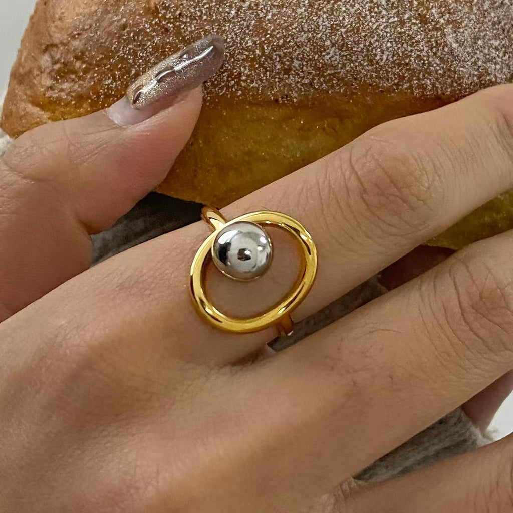 Bague Anneau Acier Inoxydable Bicolore – Style Tendance