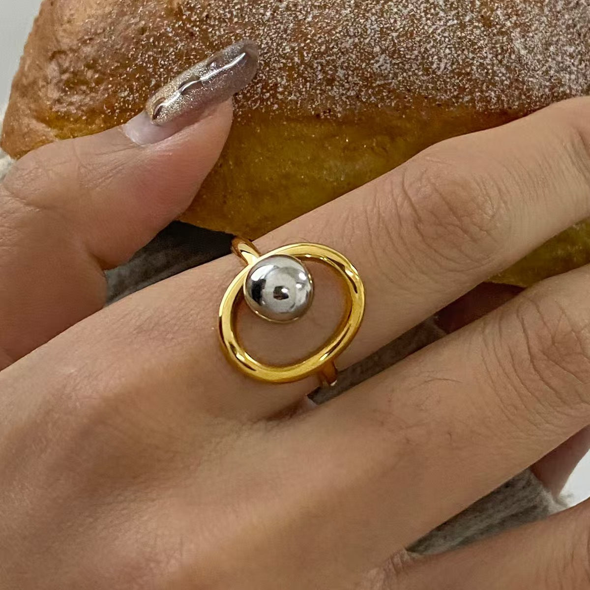 Bague Anneau Acier Inoxydable Bicolore – Style Tendance