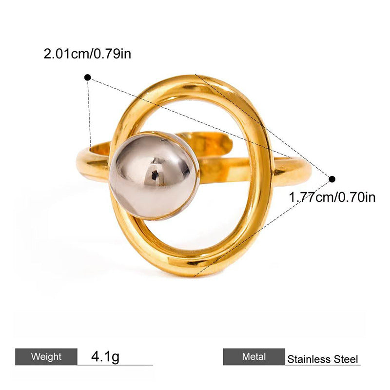 Bague Anneau Acier Inoxydable Bicolore – Style Tendance