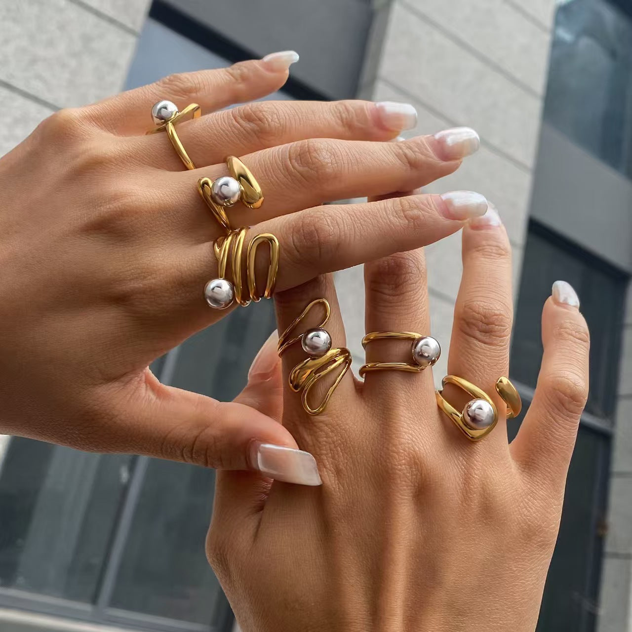 Bague Anneau Acier Inoxydable Bicolore – Style Tendance