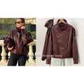 Fake leather Coat Women Y2k Faux Leather Jacket New Casual PU Jacket Motorcycle Style Leather Jacket Pebble Fall Personality