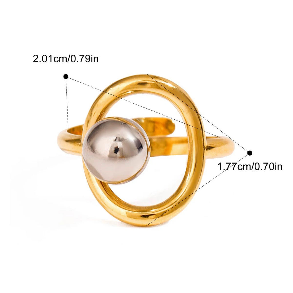 Bague Géométrique Ajourée Plaquée Or 18K