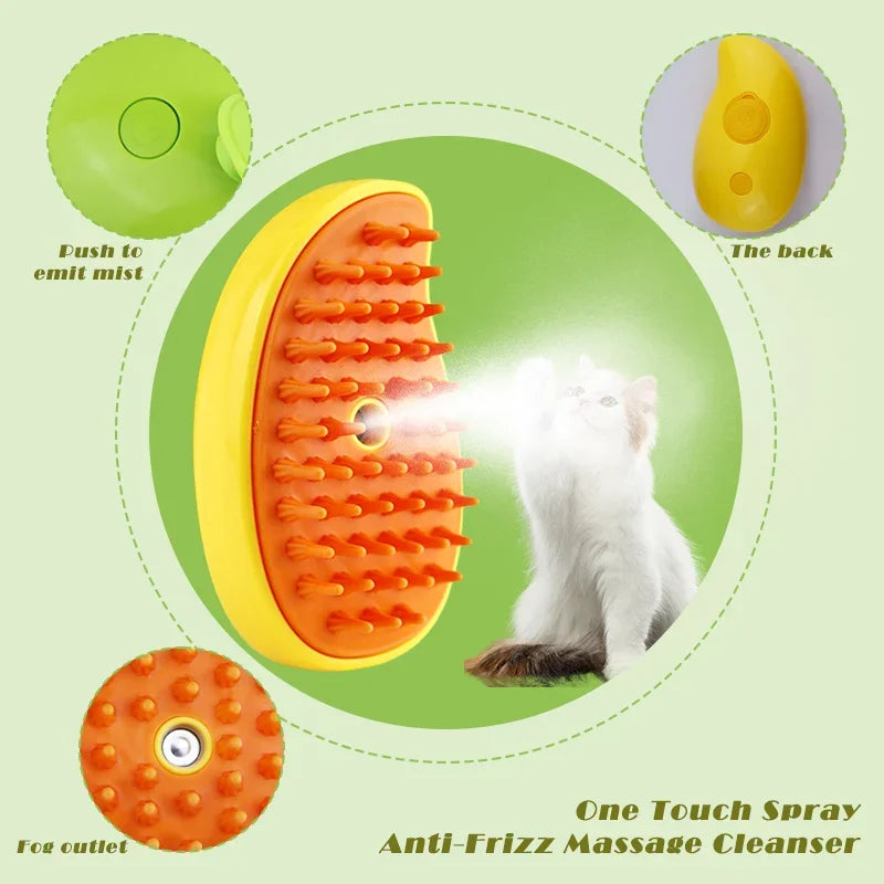 4-in-1 Steam Brush for Cats and Dogs