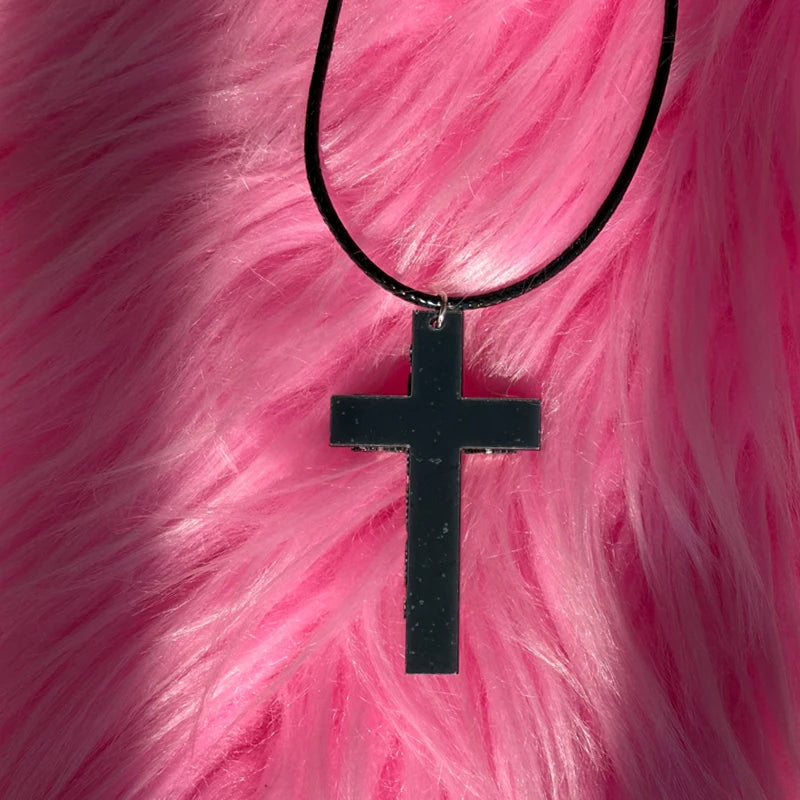 Punk Rock Style Riveted Cross Necklace