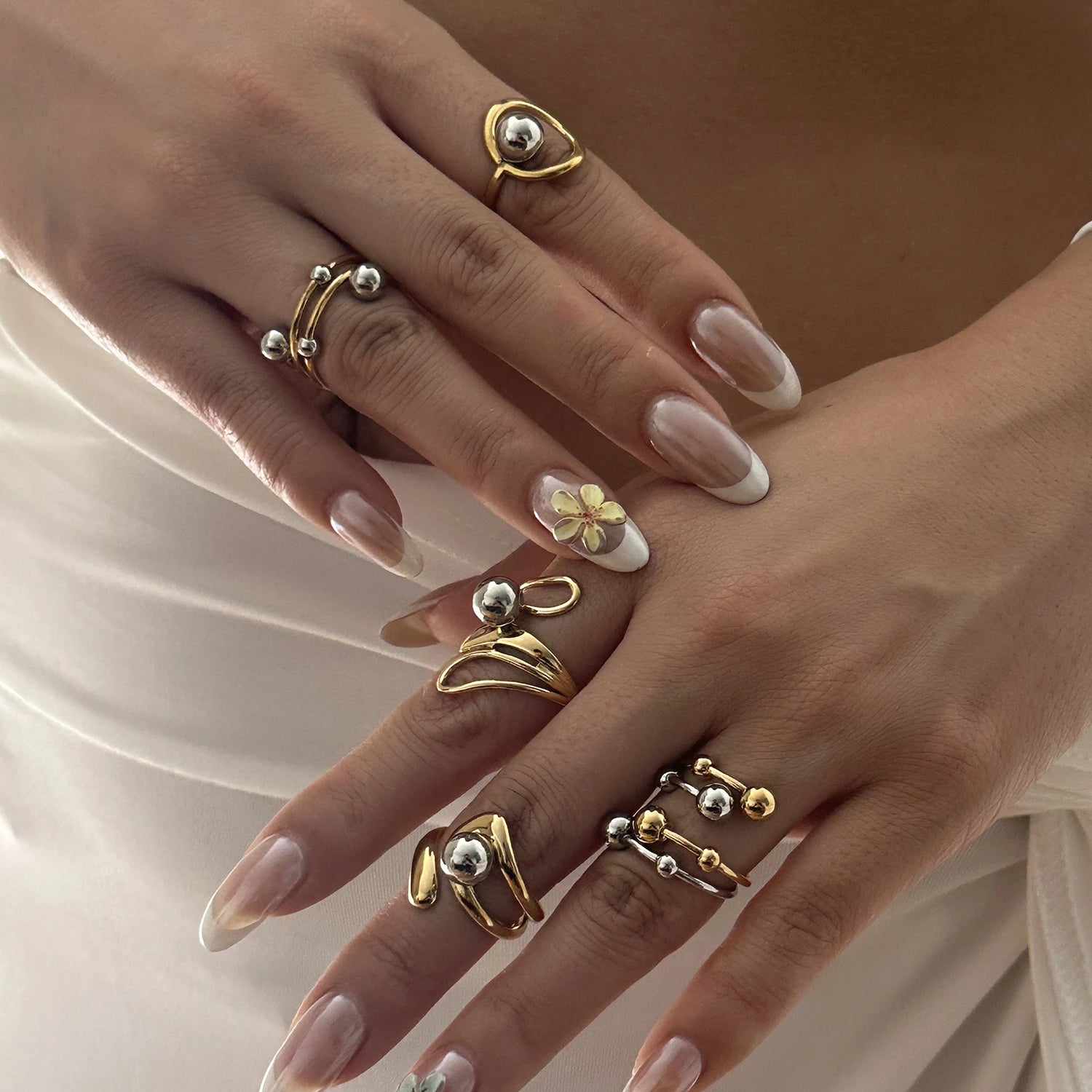 Bague Bicolore Géométrique Ajourée