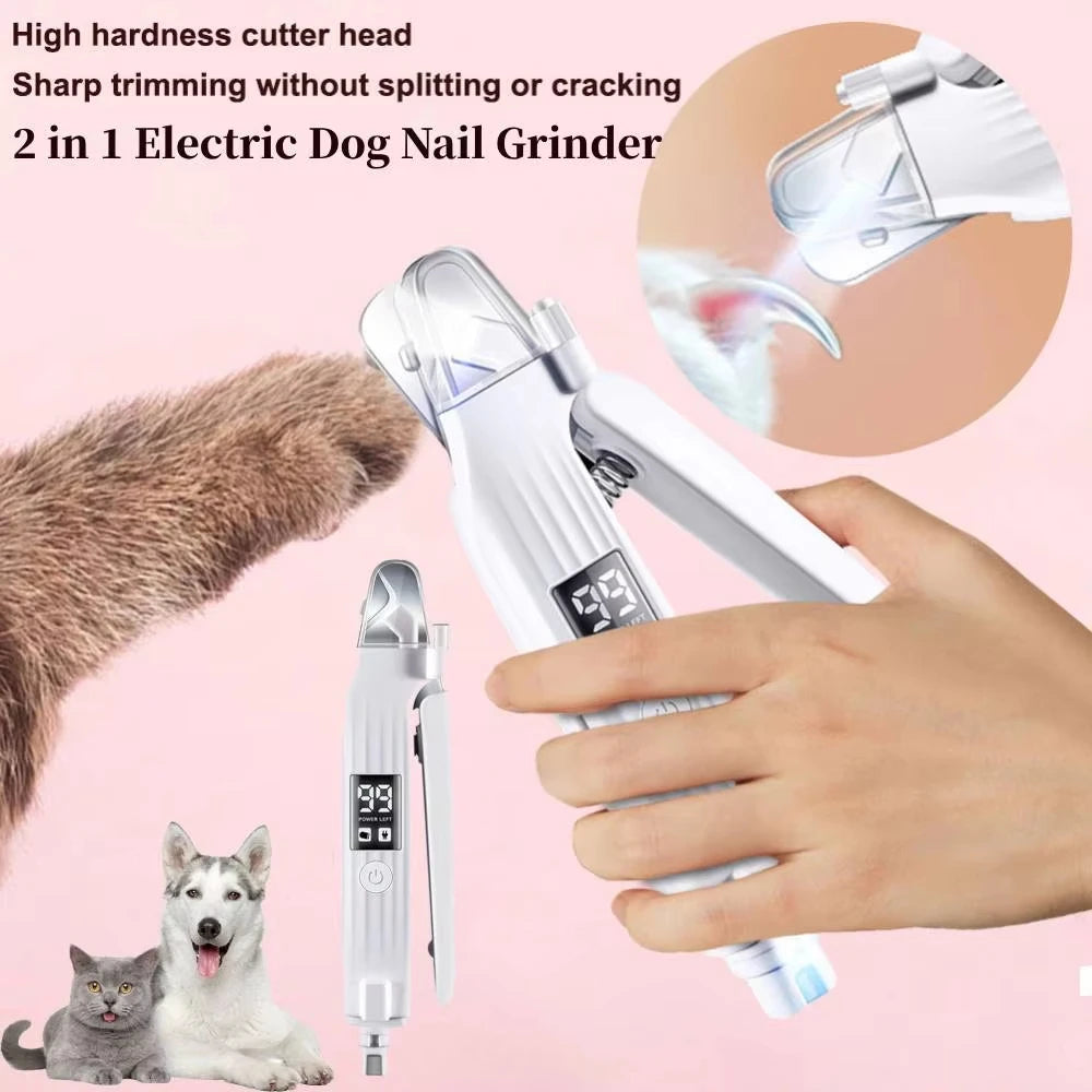 2-in-1 Electric Pet Nail Grinder with LED for Dogs and Cats