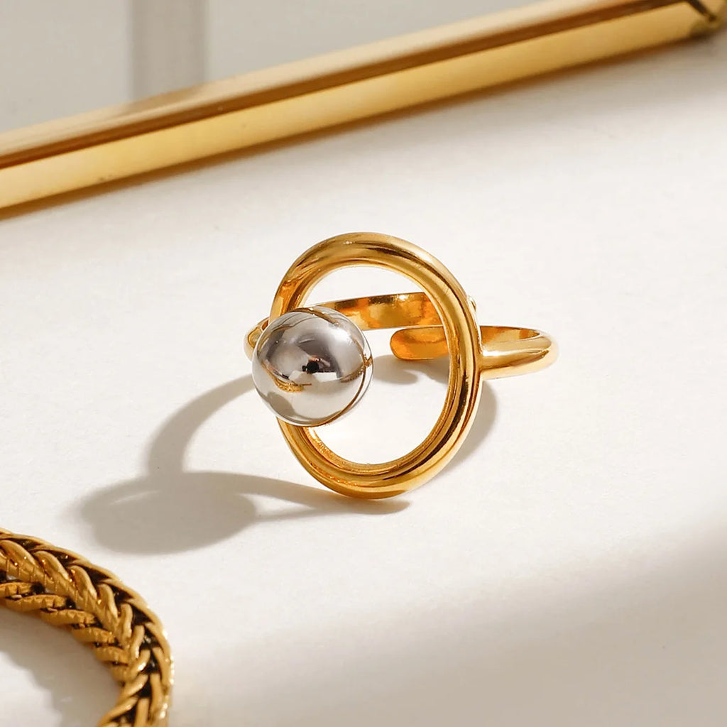 Bague Géométrique Ajourée Plaquée Or 18K