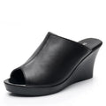 Brand Sandals Summer Slippers Women Sandals Shoes  New Soft Real Leather Sandals Comfort Wedge High Heel Slippers