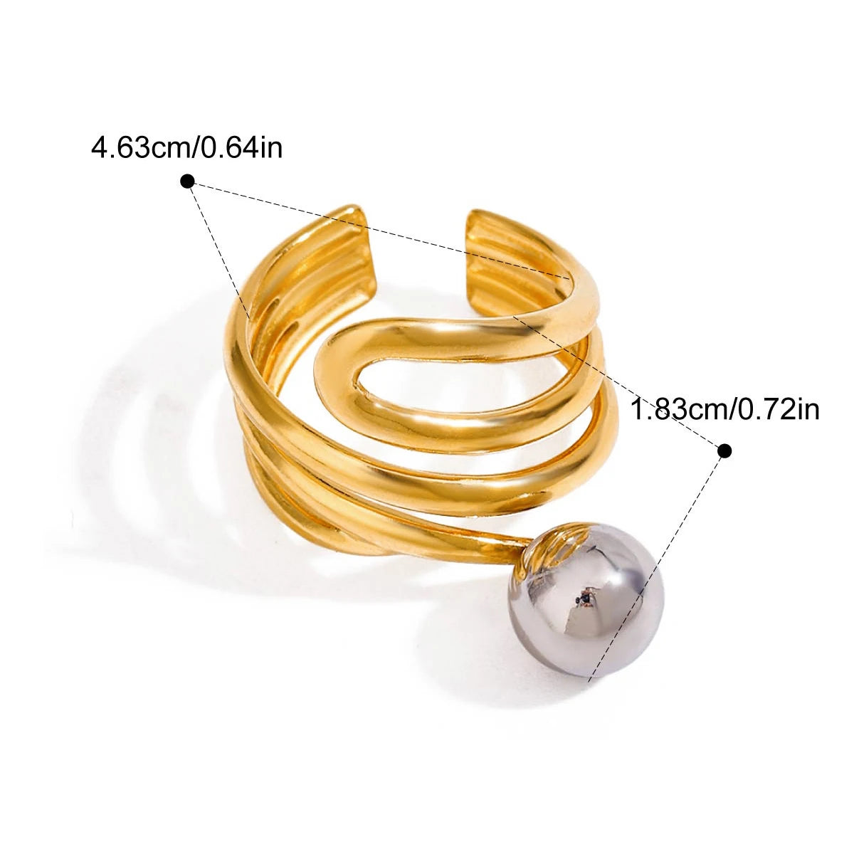 Yori Popular Stainless Steel Metal Geometric Hollow Ring 18 K PVD Plated Jewelry Trendy Opening Ring бижутерия для женщин Gift