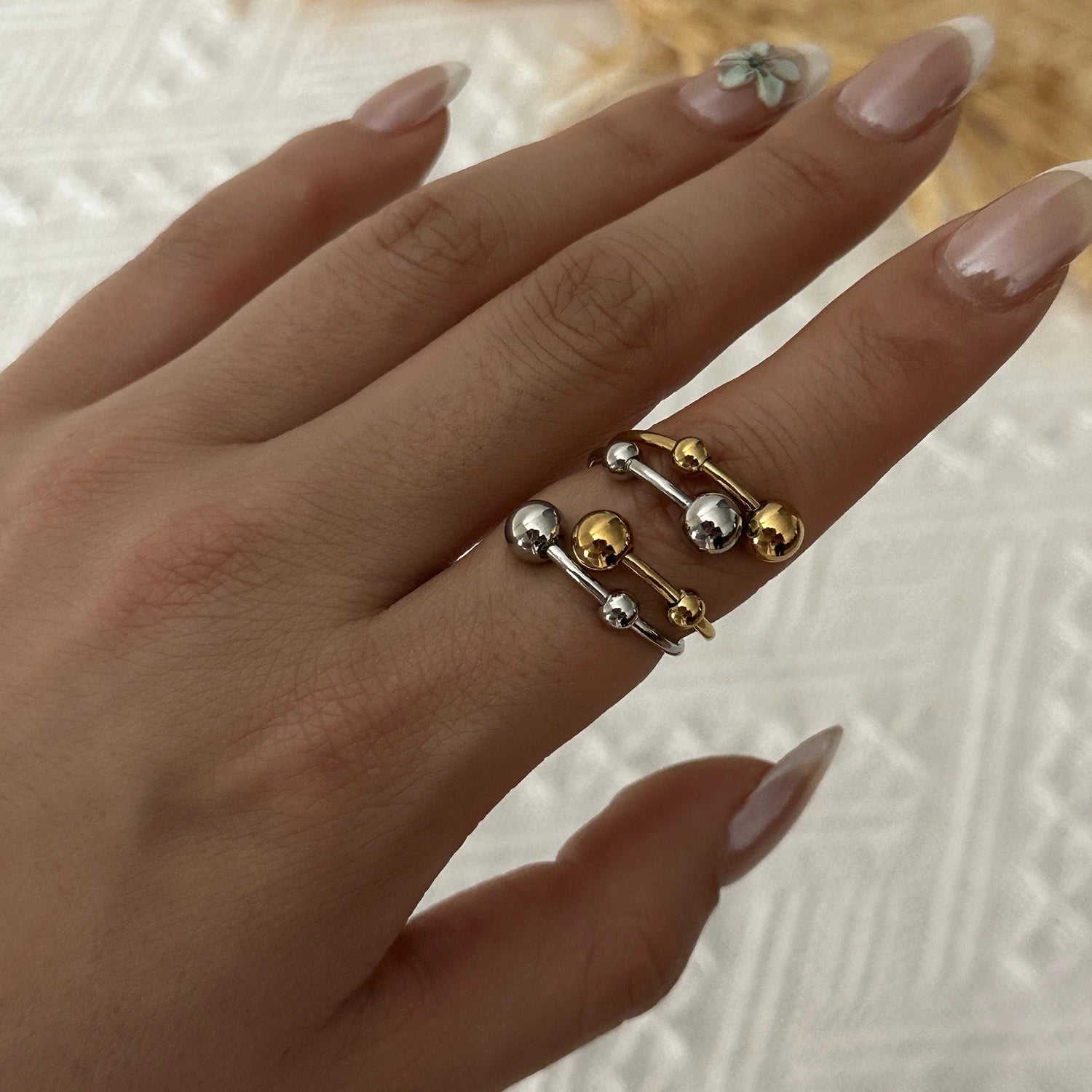 Bague Bicolore Géométrique Ajourée
