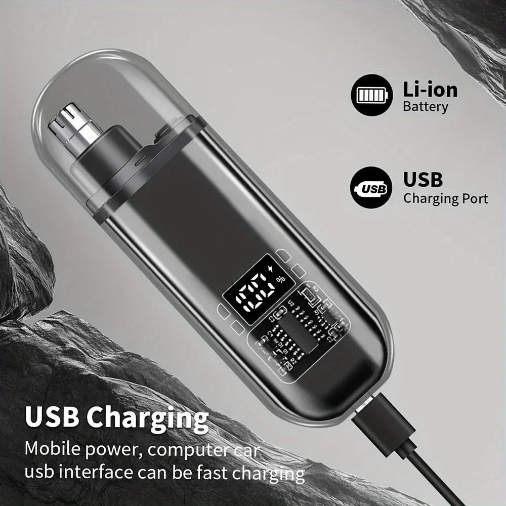Nose Ear Hair Trimmer for Men - USB C Rechargeable Portable Fast Charge, Compact Grooming Kit