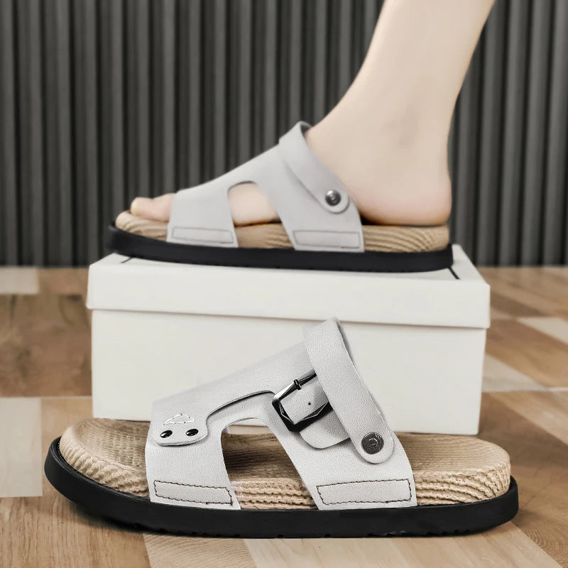 Sandal Men's 2025 Summer New Outdoor Sports Soft-soled Beach Shoes, Trendy and Versatile, Driving with Two Pairs of Flip-flops