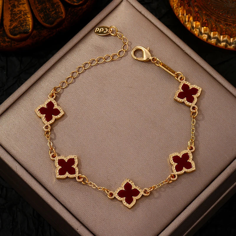 Vintage Rhinestone Clover Bracelet