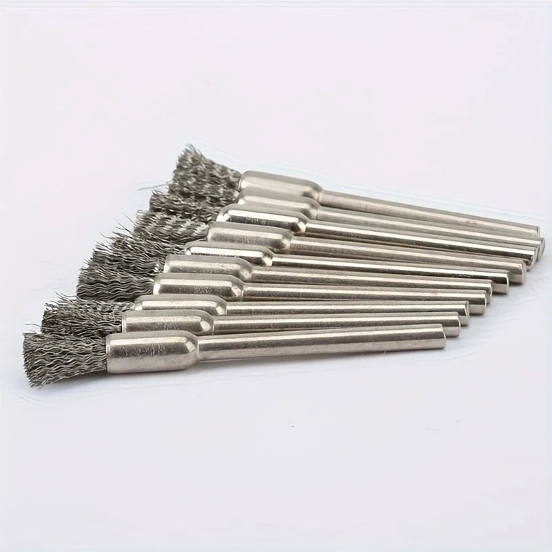 10Pcs Stainless Steel Wire Brushes with a 3.17mm Handle - Ideal for Rotating Tools, Ideal for Cleaning, Rust Removal and Sanding