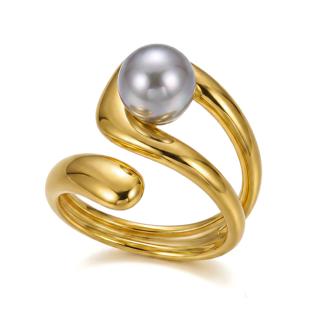 Stainless Steel Metal Geometric Hollow Rings For Women Double Tone Line Opening Finger Ring Party Versatile Hand Jewelry