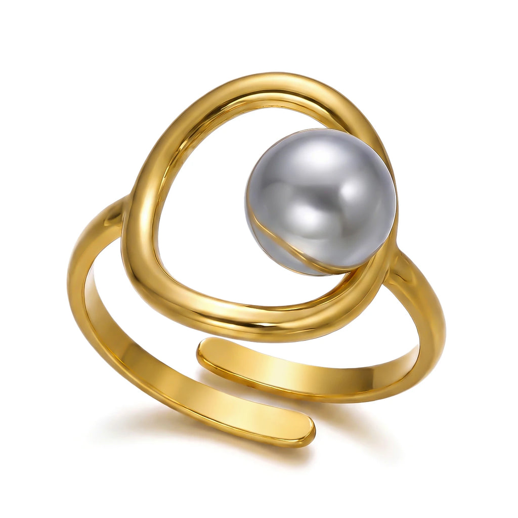 Bague Bicolore Géométrique Ajourée