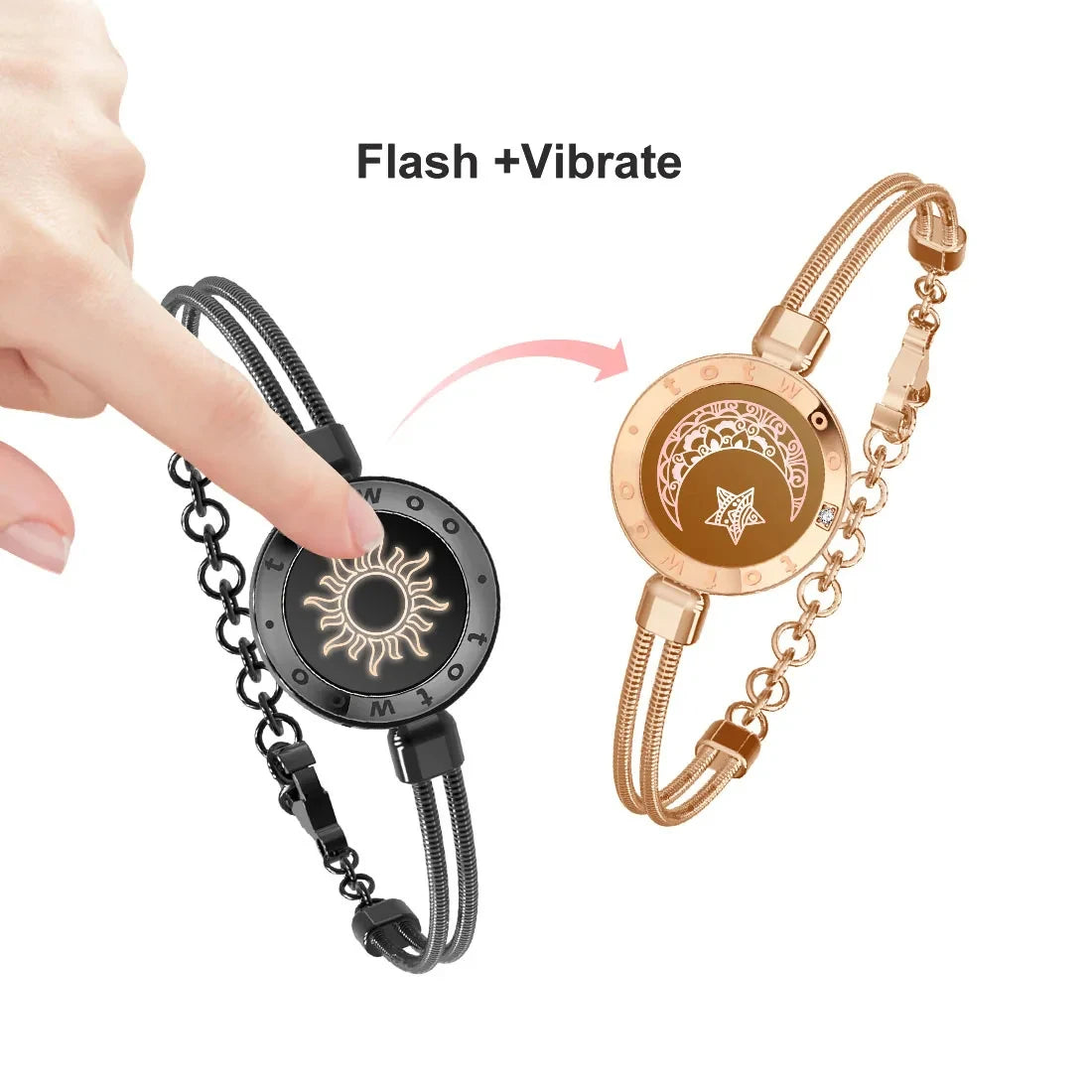 Connected Couple Bracelets – Vibration &amp; Light, Long Distance