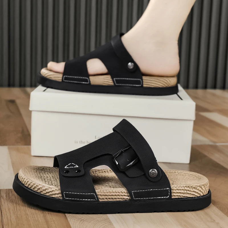 Sandal Men's 2025 Summer New Outdoor Sports Soft-soled Beach Shoes, Trendy and Versatile, Driving with Two Pairs of Flip-flops