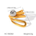 Bague Boule Acier Ligne Irrégulière Femme