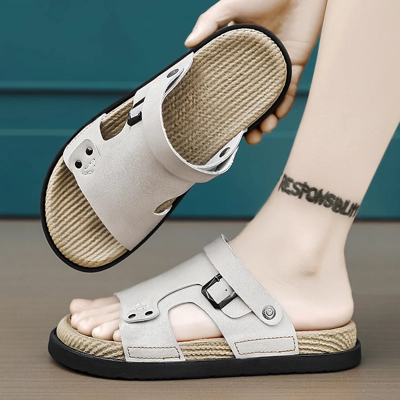 Sandal Men's 2025 Summer New Outdoor Sports Soft-soled Beach Shoes, Trendy and Versatile, Driving with Two Pairs of Flip-flops