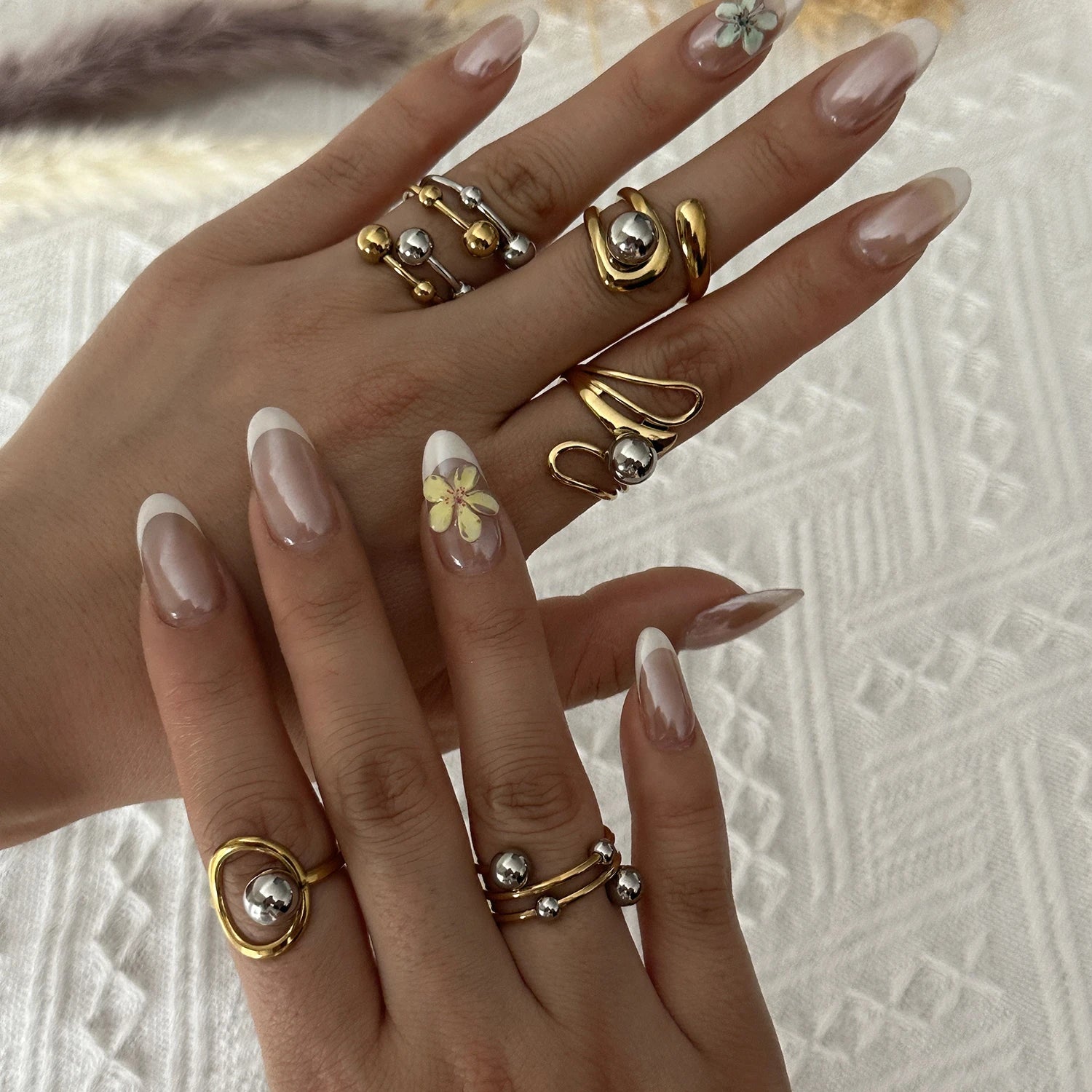 Bague Bicolore Géométrique Ajourée