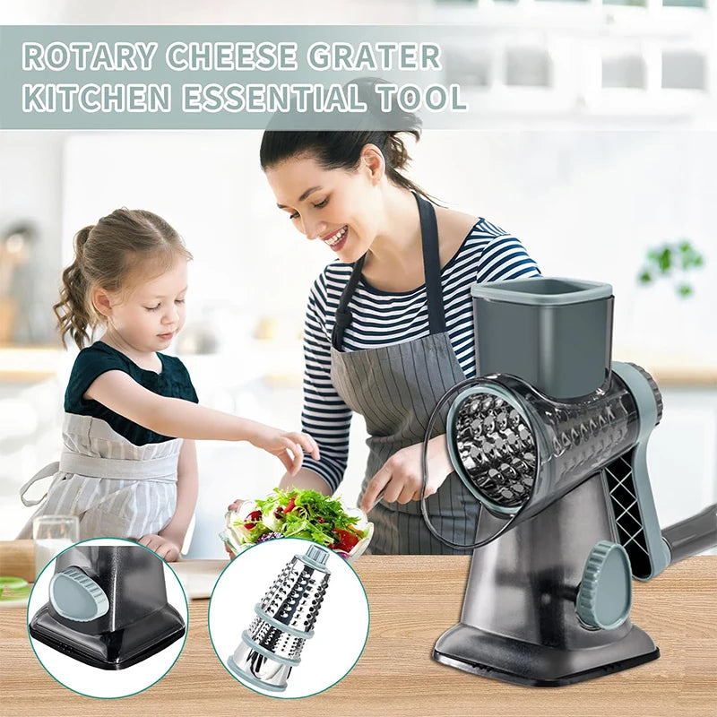 Manual 3-in-1 Rotary Cheese Grater