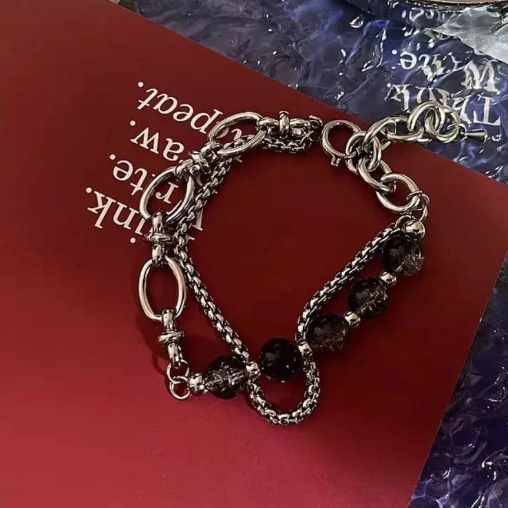 Black Crackle Bead Bracelet