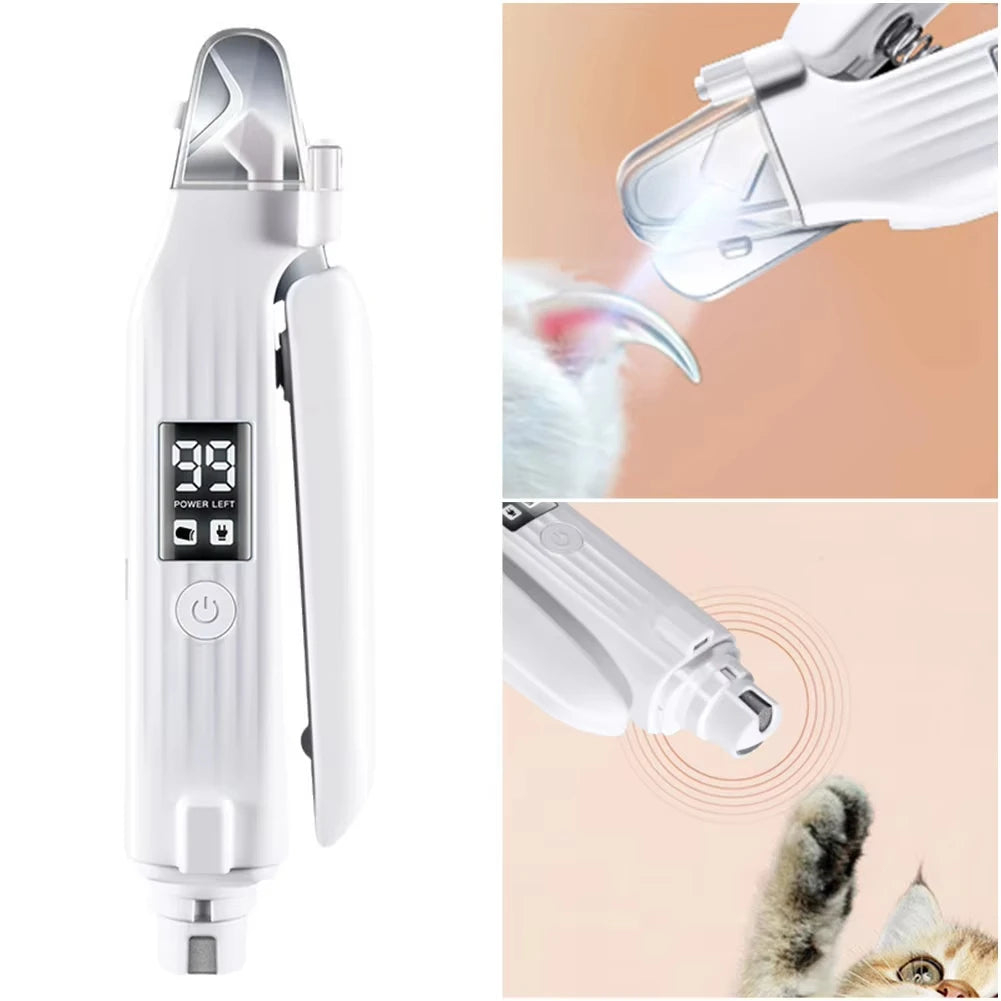 2-in-1 Electric Pet Nail Grinder with LED for Dogs and Cats