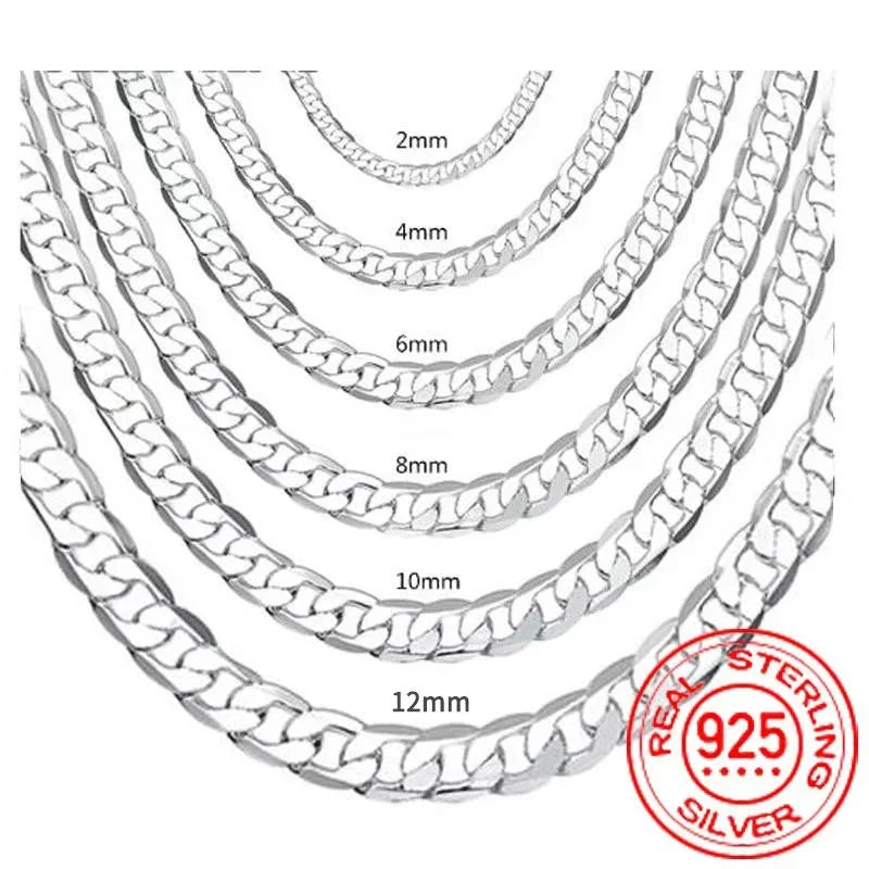 Men's Sterling Silver 925 Necklace – Curb Chain
