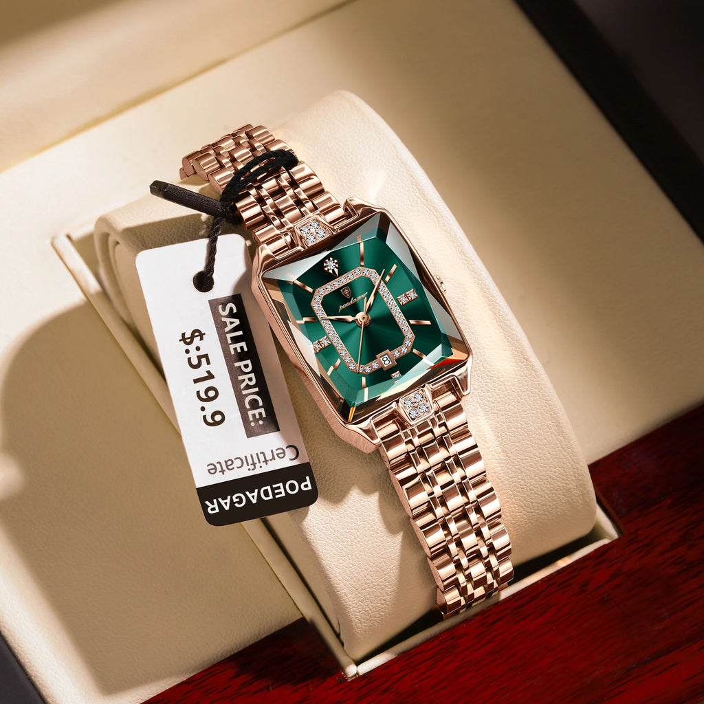 POEDAGAR Luxury Watch For Woman Waterproof Calendar High Quality Ladies Watch Stainless Steel Quartz Women's Watches Elegant+Box