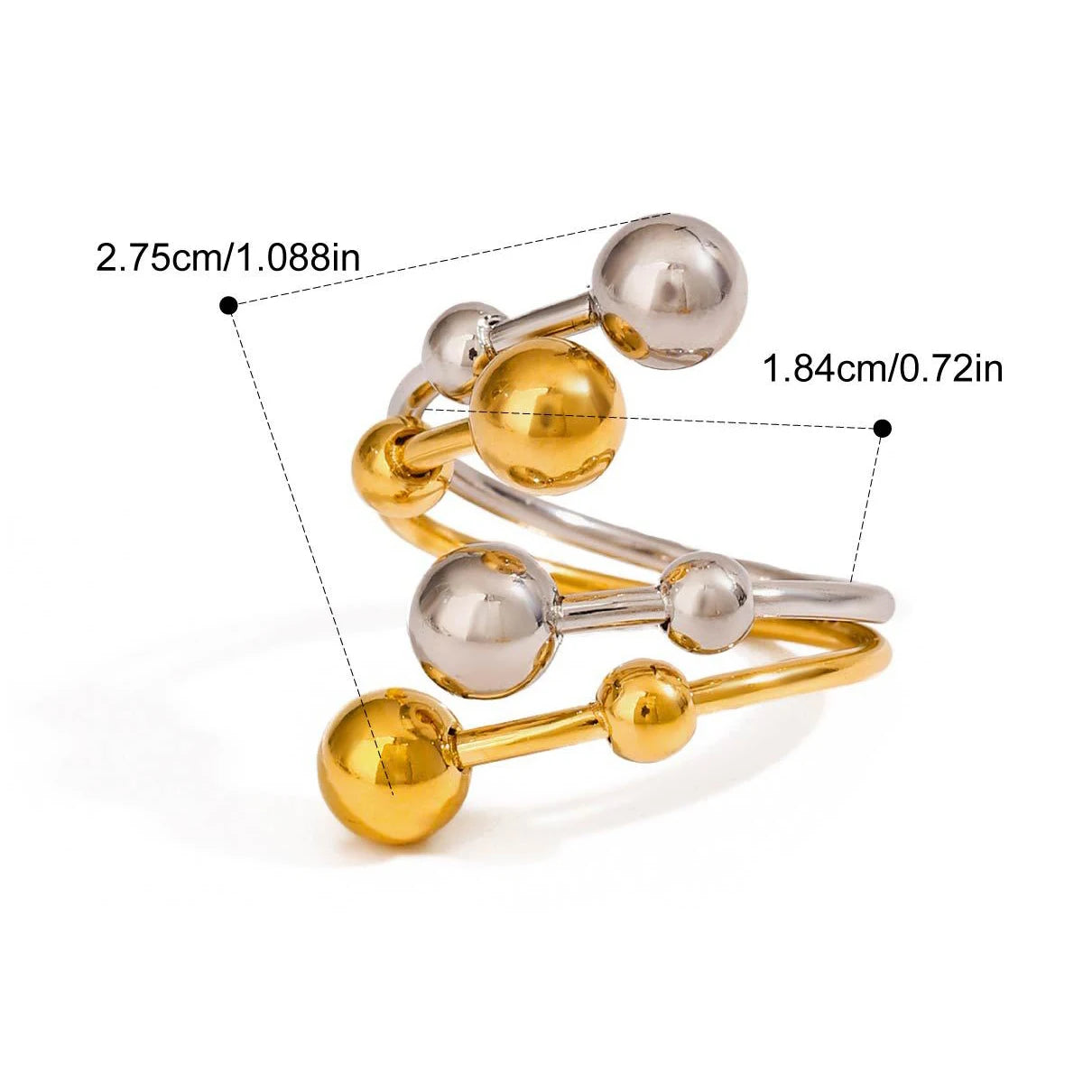 Bague Géométrique Ajourée Plaquée Or 18K