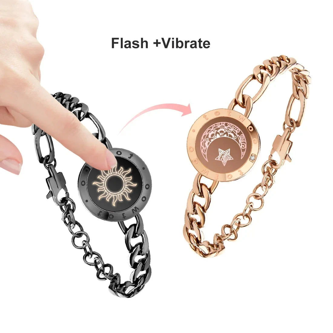Connected Couple Bracelets – Vibration &amp; Light, Long Distance